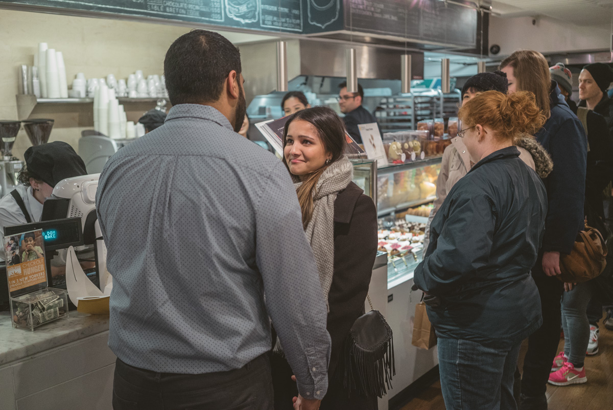 Surprise Marriage proposal at the Dominique Ansel Bakery. Soho NYC