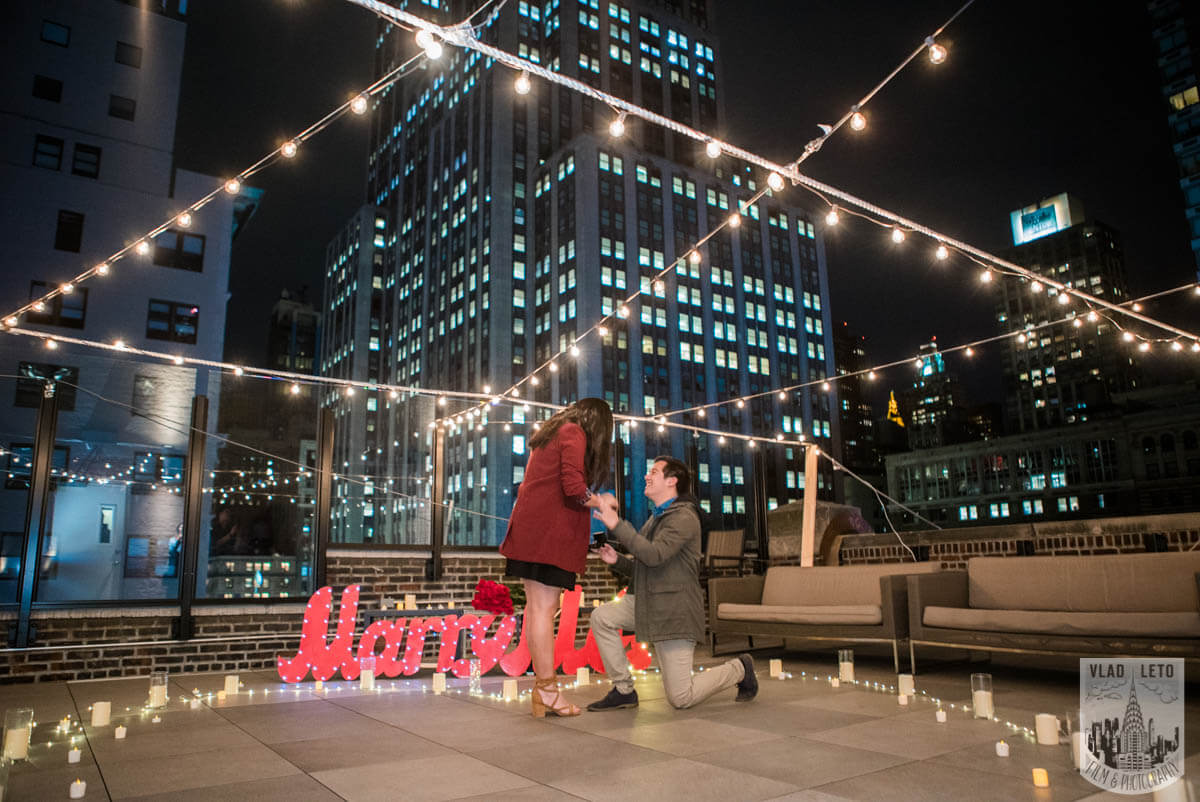 Empire Stater building view Rooftop Surprise Proposal 