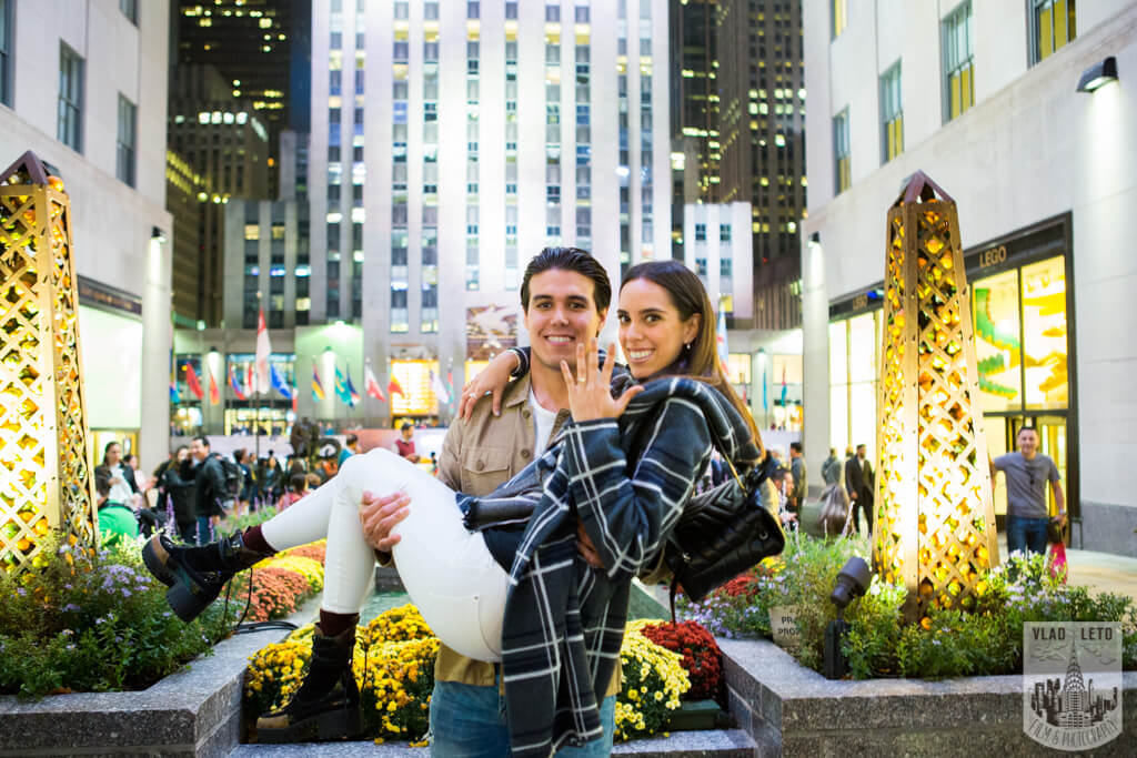 Rockefeller Center engagement photo