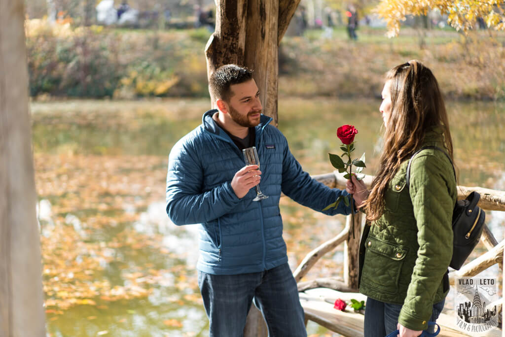 Wedding proposal in central park