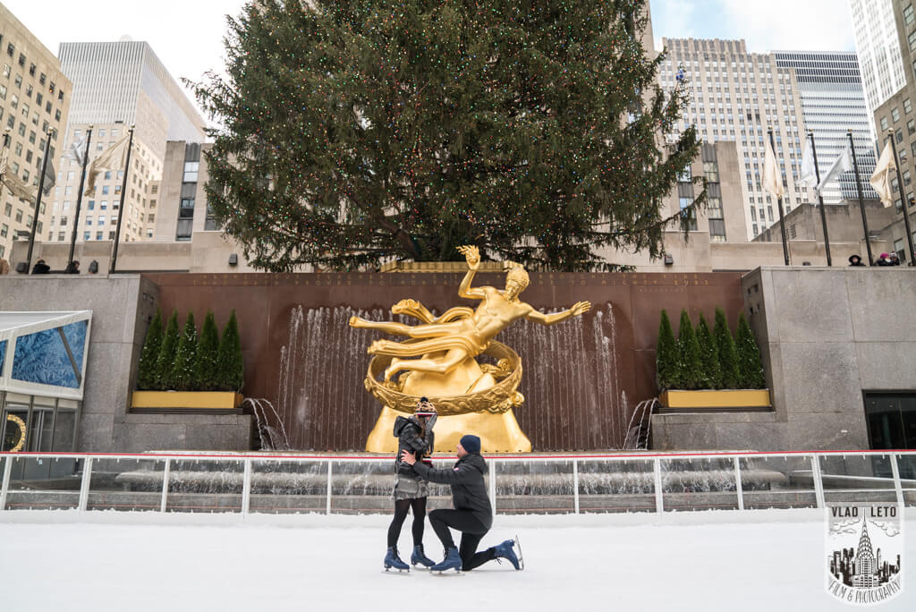 Engagement on Ice at The Rink at Rockefeller Center