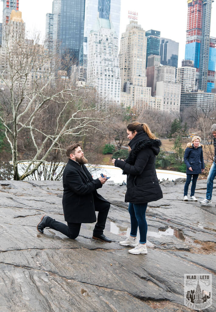 Marriage proposal central park at Cats Rock 