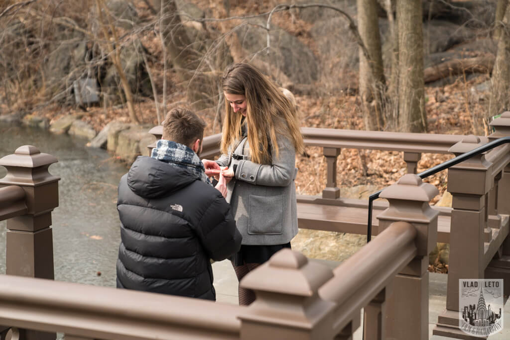 photo from proposal on bow bridge in central park