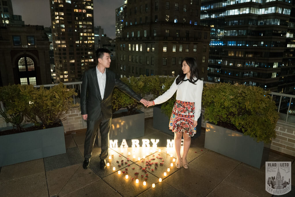 Proposing on private rooftop in New York City