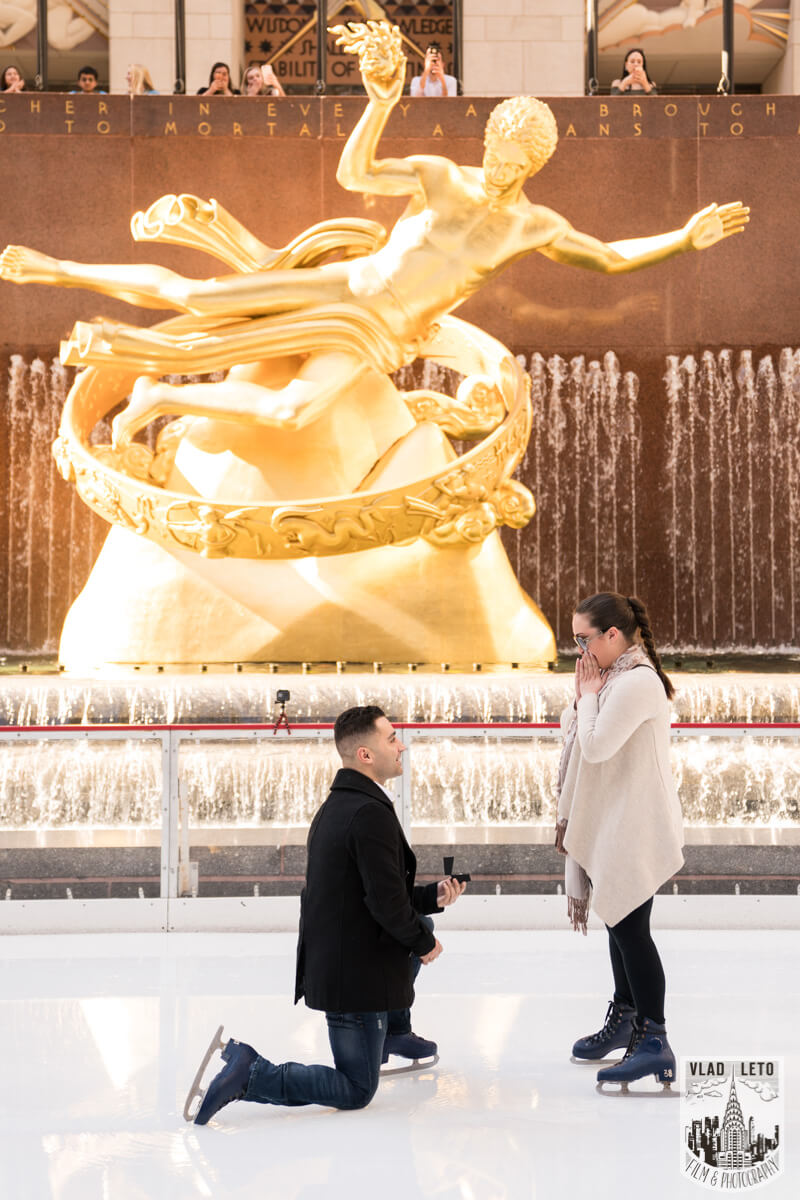 Wedding Proposal at the Rink at Rockefeller Center