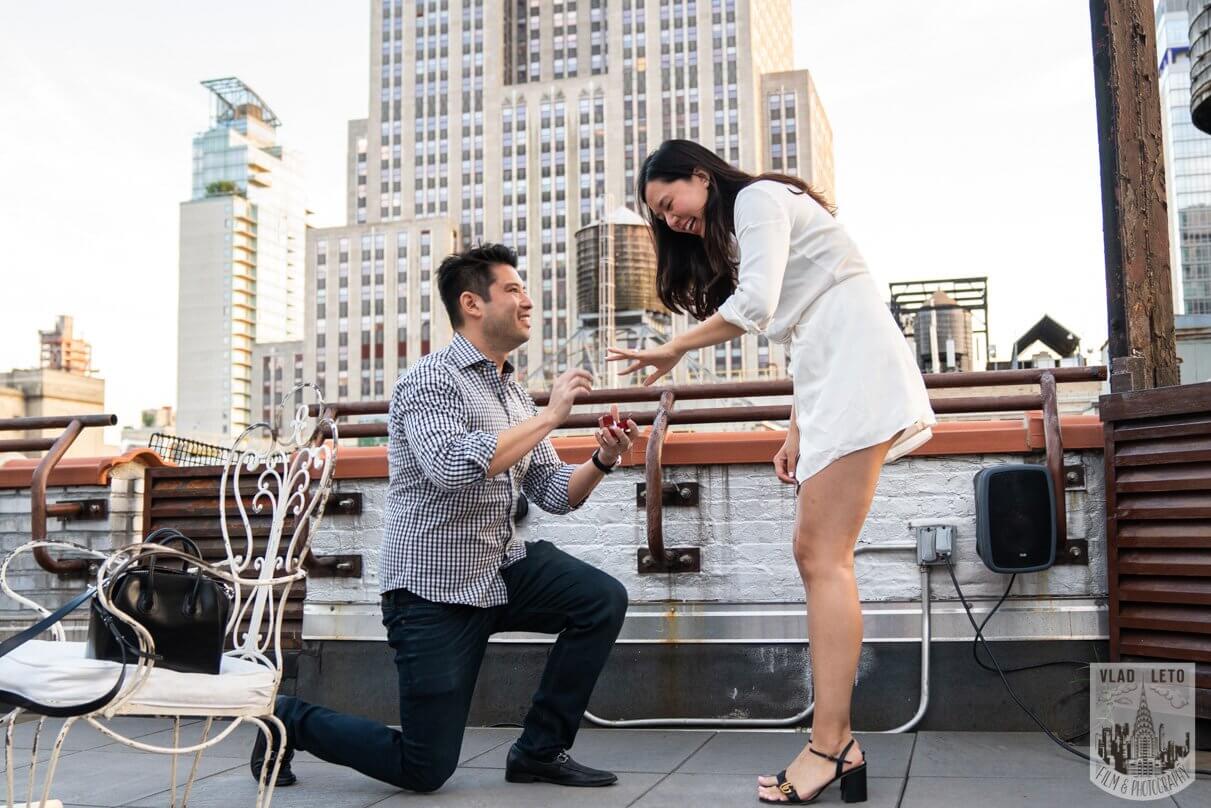 empire state building view rooftop proposal