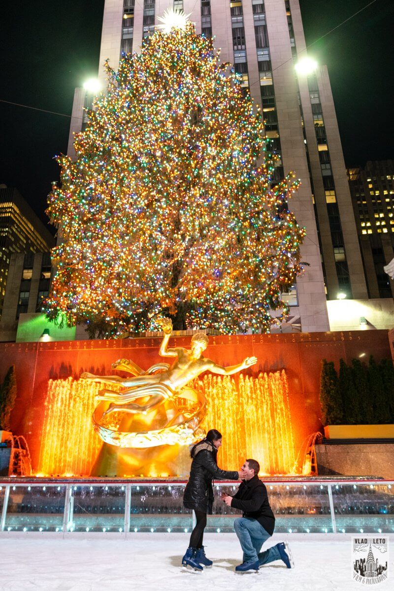 Ice Skating Marriage Proposal at Rockefeller Center