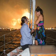 Wedding Proposal on a Sail Boat during the Fireworks