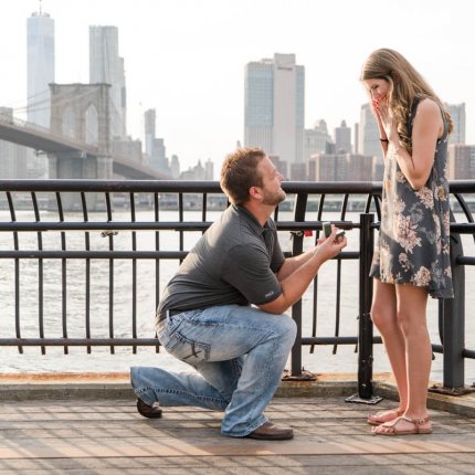 Brooklyn Bridge proposal and Engagement shooting in Central Park.