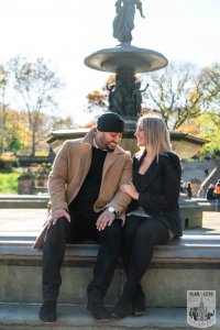Engagement photo from Bethesda terrace in Central Park