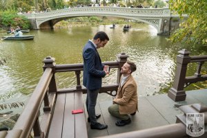 Same Sex Mariage proposal by Bow Bridge in Central park
