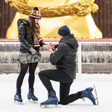 Ice Skating Marriage Proposal at The Rink at Rockefeller Center