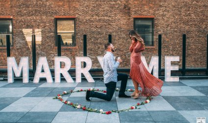 Large Marry Me letters Proposal on a Private Rooftop Large Marry Me letters Proposal on a Private Rooftop